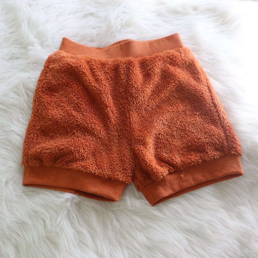 Shein Fuzzy High-Waist Shorts - Sienna Brown, Elastic Waistband, High Waist